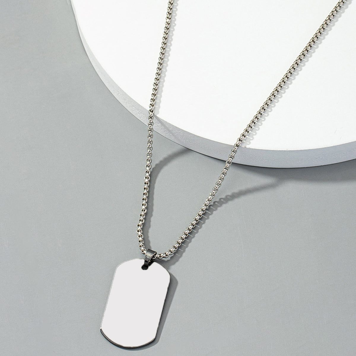 Silver Plated Stainless Steel Anti Tarnish Rectangular Hip Hop Party Pendant For Men