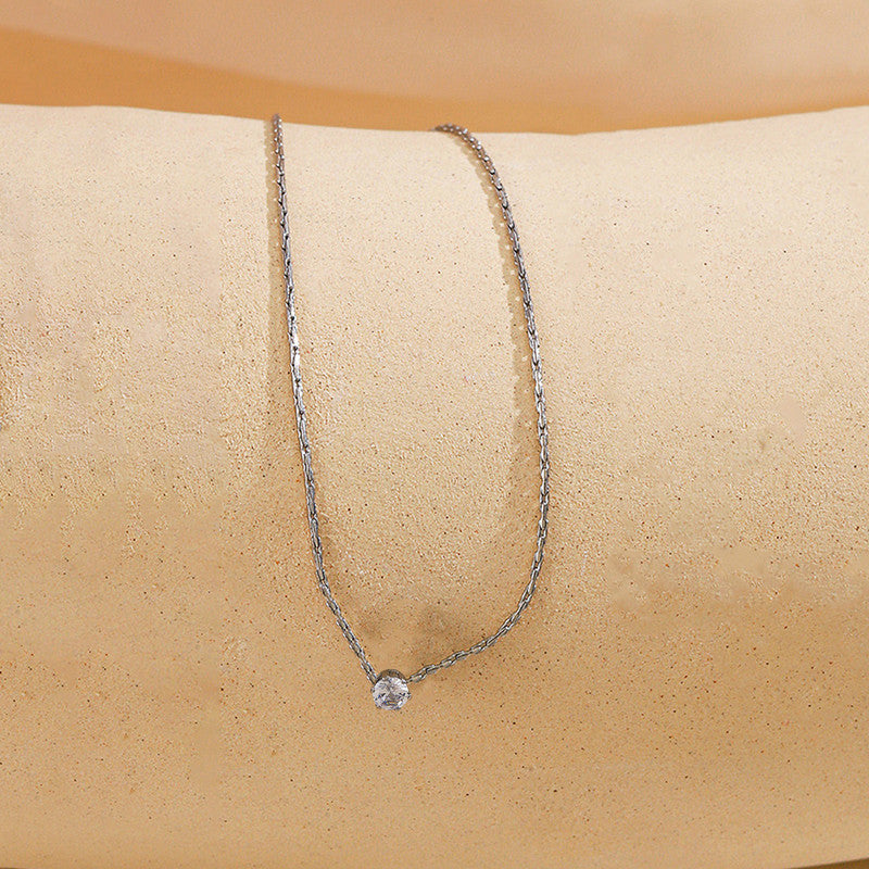 Silver Plated Stainless Steel Anti Tarnish Stone Studded Hexagonal Pendant