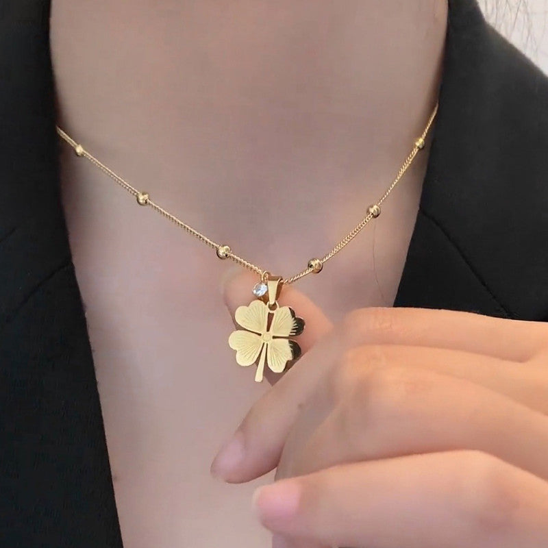 Gold Plated Stainless Steel Anti Tarnish Clover Themed Pendant
