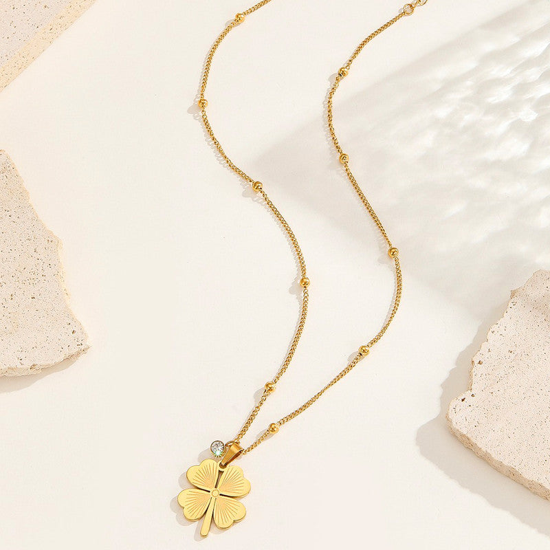Gold Plated Stainless Steel Anti Tarnish Clover Themed Pendant