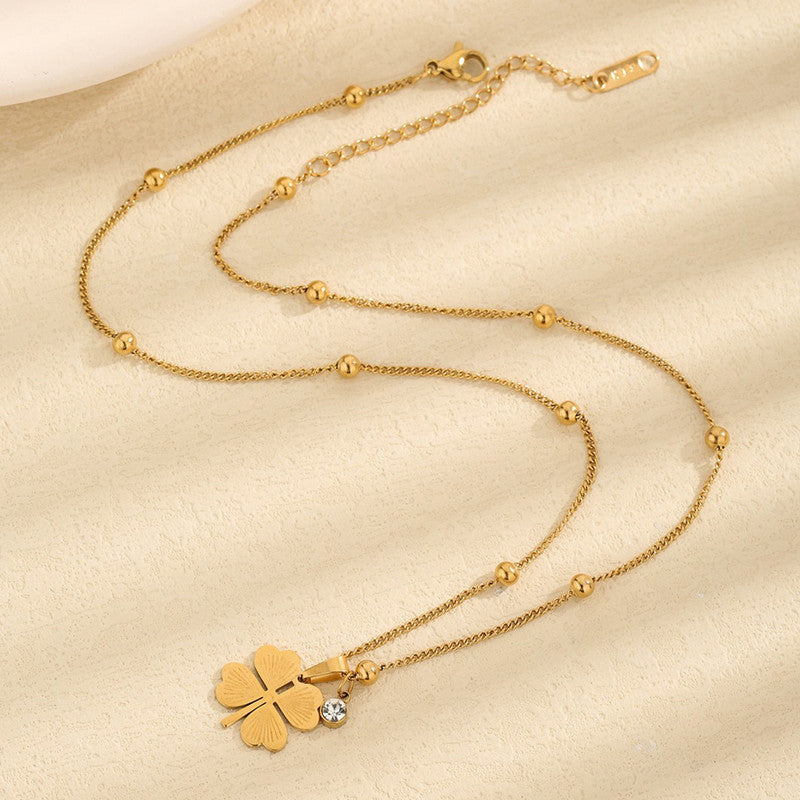 Gold Plated Stainless Steel Anti Tarnish Clover Themed Pendant