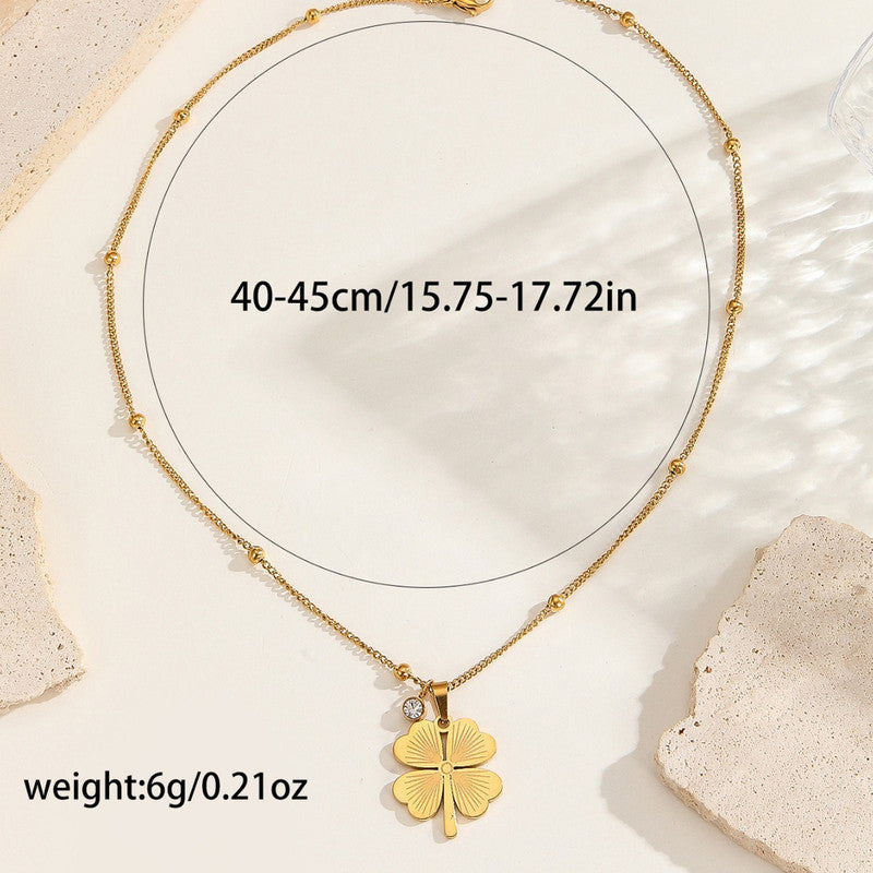 Gold Plated Stainless Steel Anti Tarnish Clover Themed Pendant