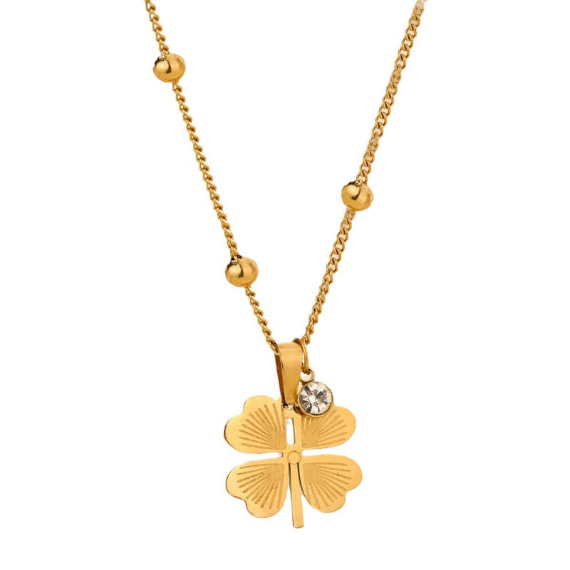 Gold Plated Stainless Steel Anti Tarnish Clover Themed Pendant