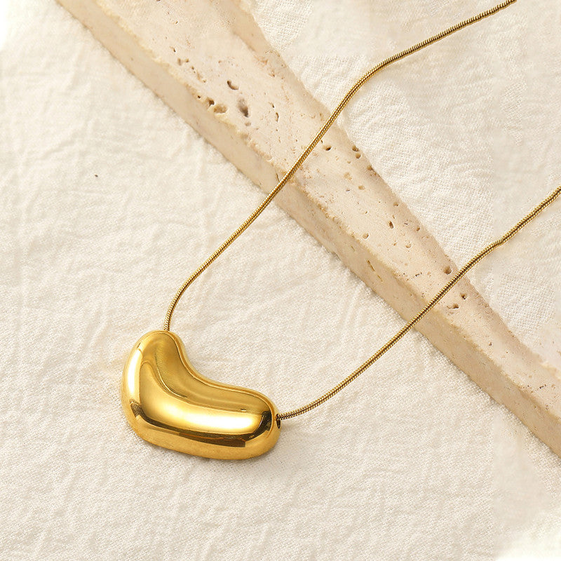 Gold Plated Stainless Steel Anti Tarnish Golden Bean Pendant