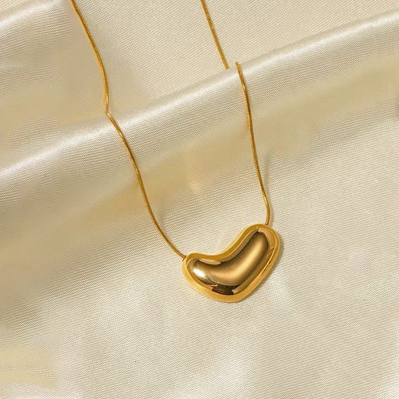 Gold Plated Stainless Steel Anti Tarnish Golden Bean Pendant