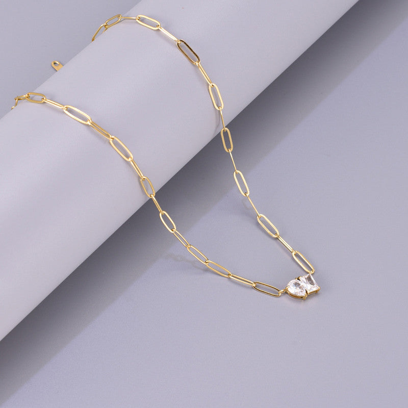 Gold Plated Anti Tarnish Stainless Steel AD studded Contemporary Necklace