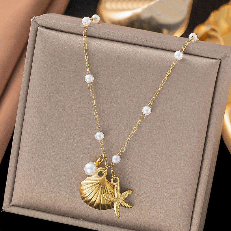 Gold Plated Anti Tarnish Stainless Steel Star Fish Themed Pendant