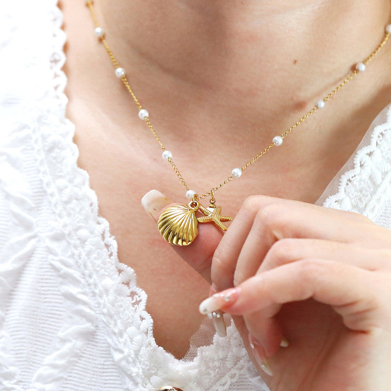 Gold Plated Anti Tarnish Stainless Steel Star Fish Themed Pendant