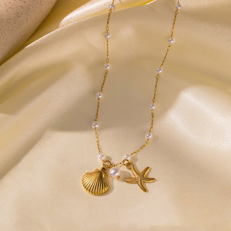 Gold Plated Anti Tarnish Stainless Steel Star Fish Themed Pendant