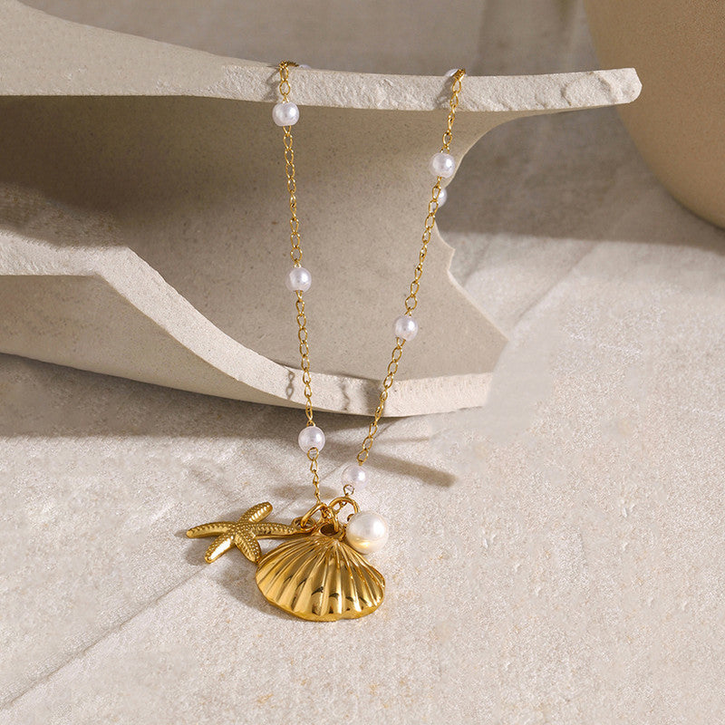 Gold Plated Anti Tarnish Stainless Steel Star Fish Themed Pendant