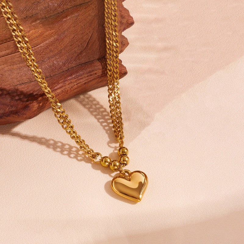 Gold Plated Anti Tarnish Stainless Steel Heart Themed Pendant