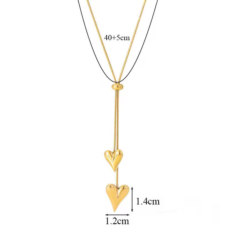 Gold Plated Anti Tarnish Stainless Steel Dual Hearts Themed Pendant