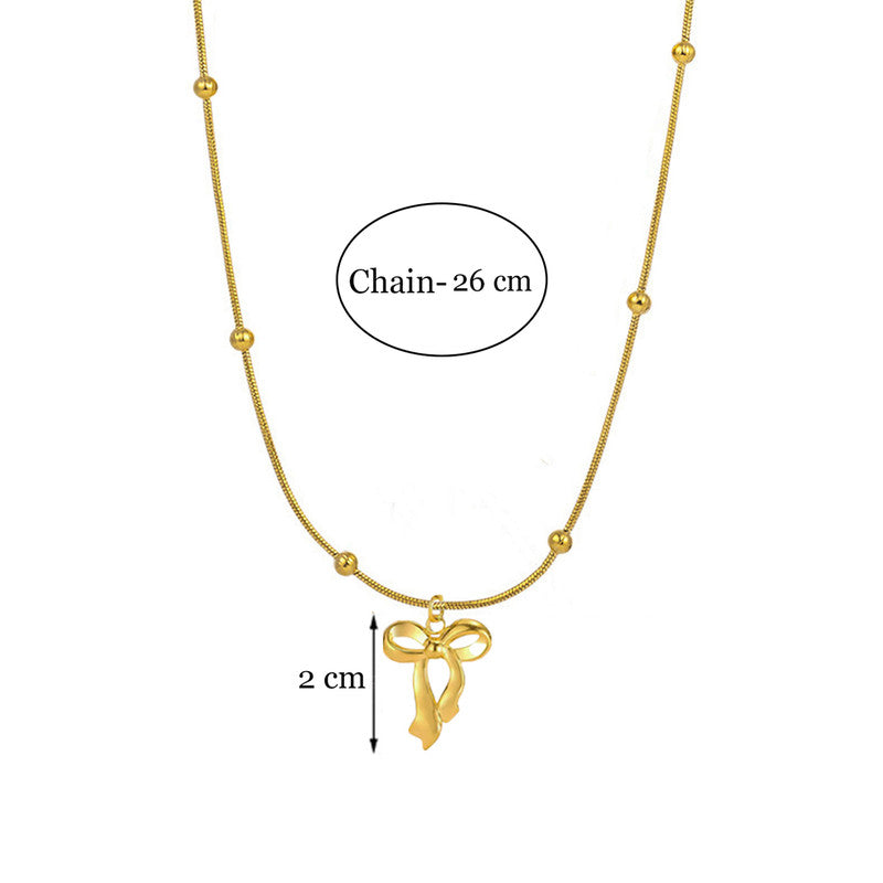 Gold Plated Anti Tarnish Stainless Steel Bow Themed Pendant