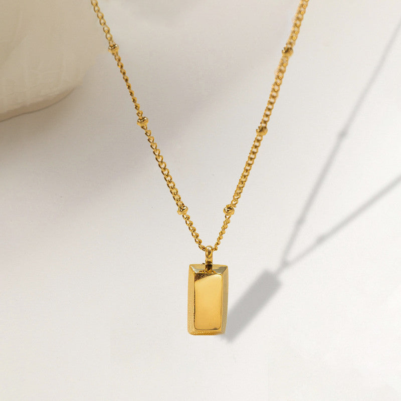 Gold Plated Anti Tarnish Stainless Steel Golden Rectangular Pendant