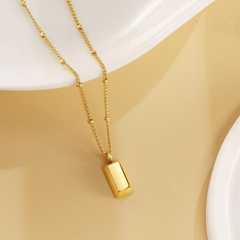 Gold Plated Anti Tarnish Stainless Steel Golden Rectangular Pendant