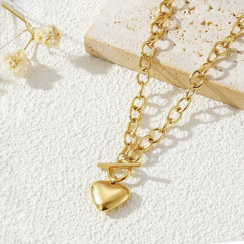 Gold Plated Anti Tarnish Stainless Steel Heart Themed Pendant