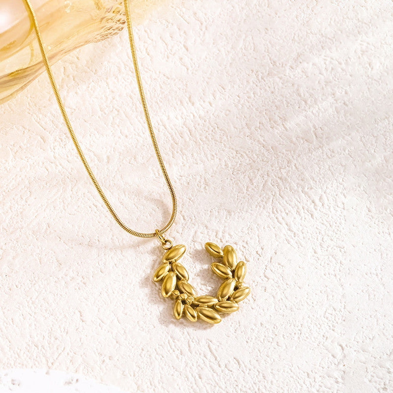 Gold Plated Anti Tarnish Stainless Steel Crescent Moon Themed Pendant