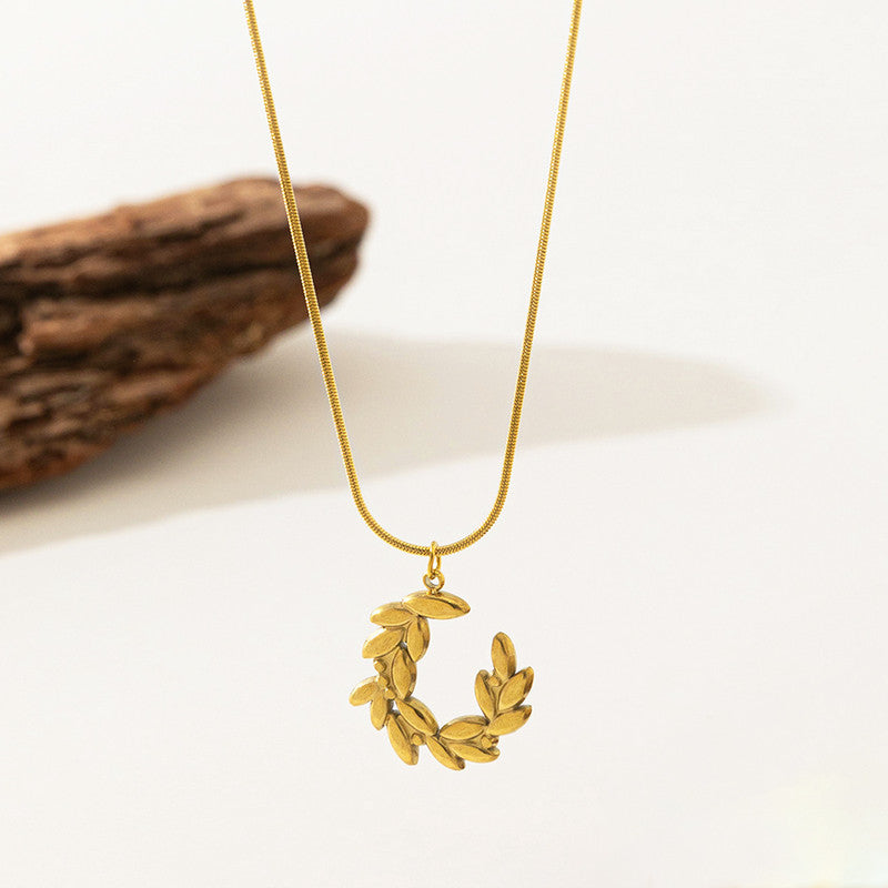 Gold Plated Anti Tarnish Stainless Steel Crescent Moon Themed Pendant