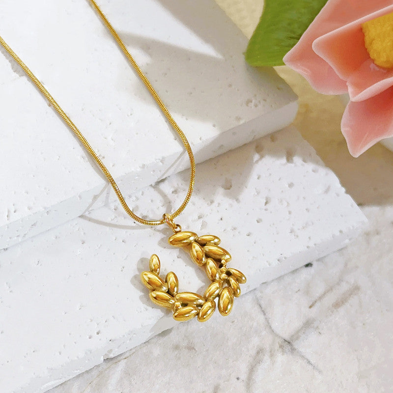 Gold Plated Anti Tarnish Stainless Steel Crescent Moon Themed Pendant