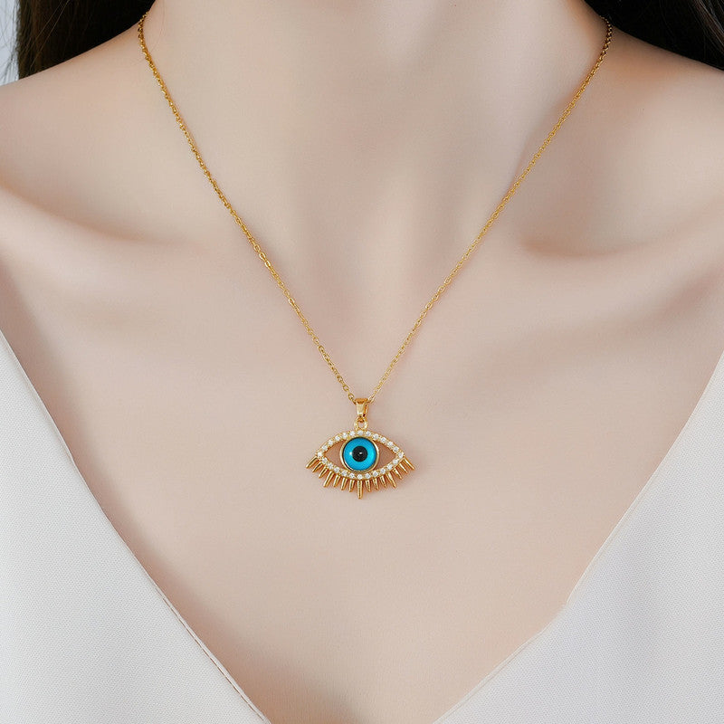 Gold Plated Anti Tarnish Stainless Steel Evil Eye Themed Pendant