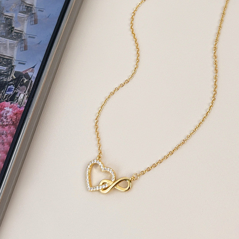 Gold Plated Anti Tarnish Stainless Steel Infinity Heart Themed Pendant