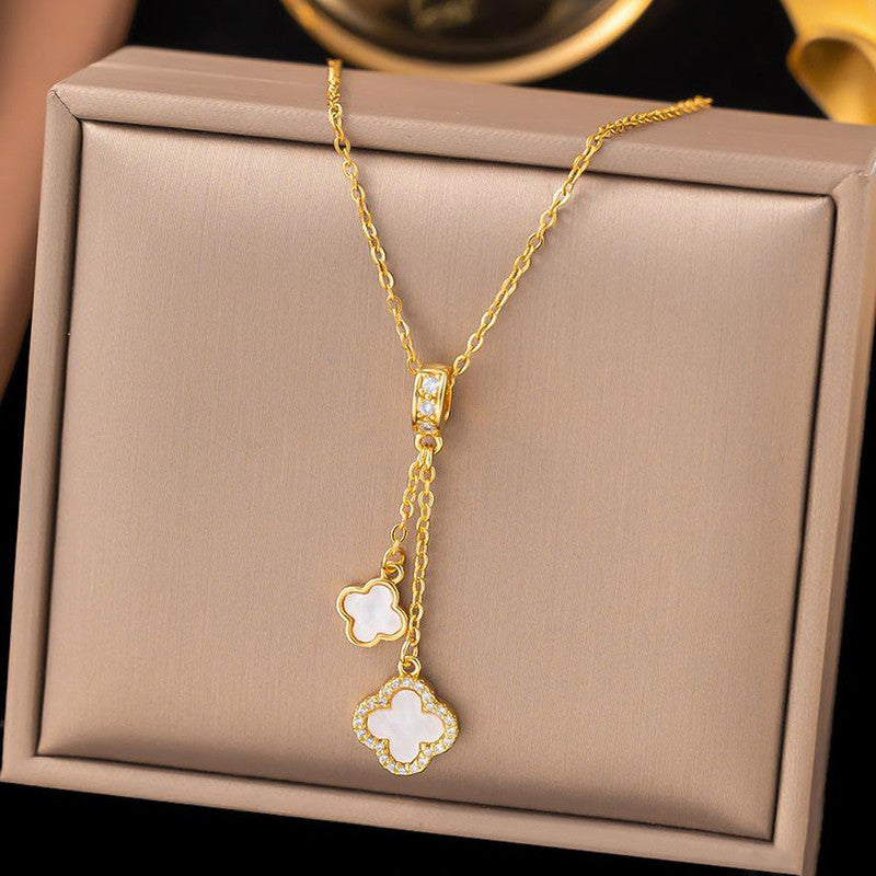 Gold Plated Anti Tarnish Stainless Steel Clover Themed Pendant