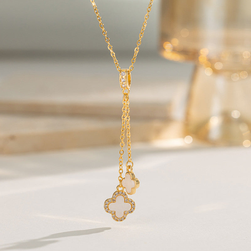 Gold Plated Anti Tarnish Stainless Steel Clover Themed Pendant