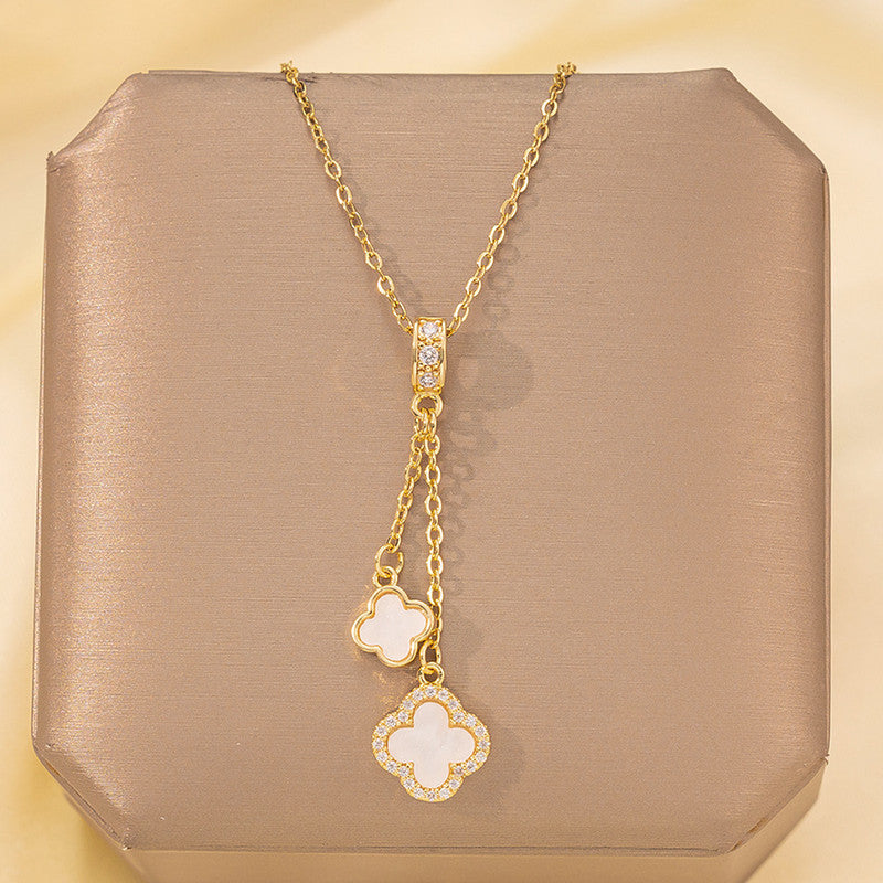 Gold Plated Anti Tarnish Stainless Steel Clover Themed Pendant