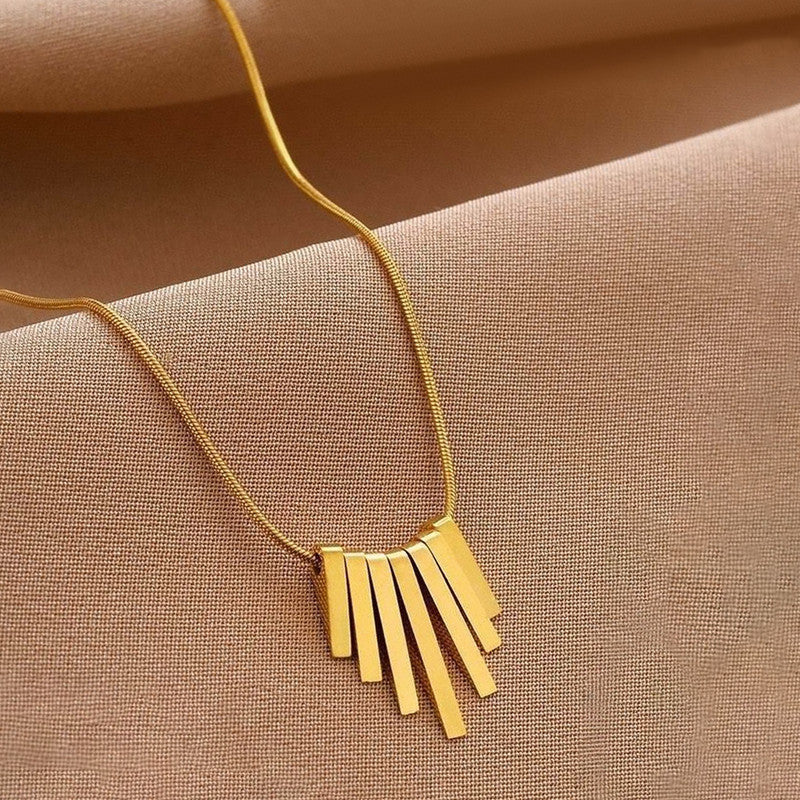 Gold Plated Anti Tarnish Stainless Steel Dangling Stripes Pendant