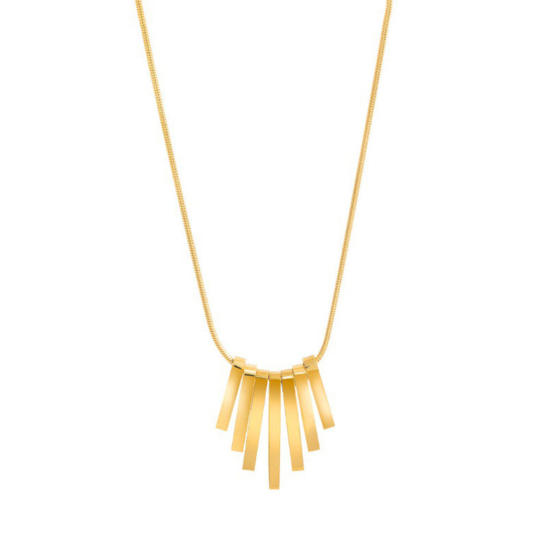 Gold Plated Anti Tarnish Stainless Steel Dangling Stripes Pendant