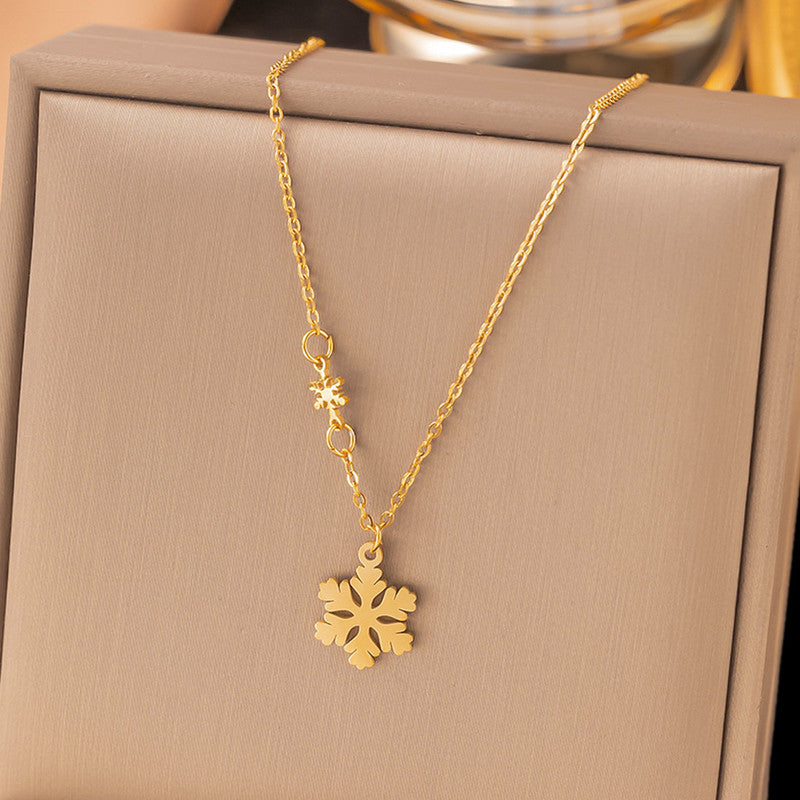Gold Plated Anti Tarnish Stainless Steel Snow Flake Pendant