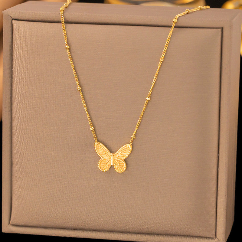 Gold Plated Anti Tarnish Stainless Steel Butterfly Themed Pendant