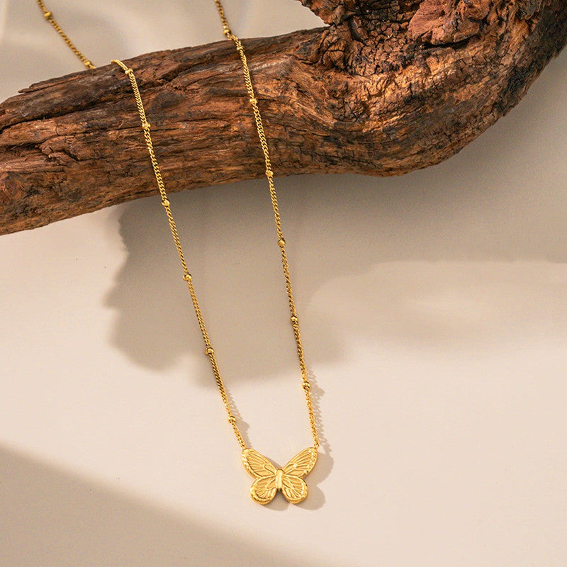 Gold Plated Anti Tarnish Stainless Steel Butterfly Themed Pendant