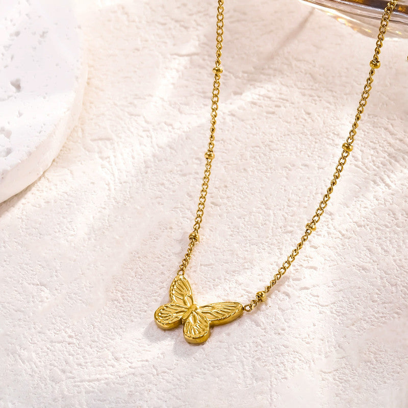 Gold Plated Anti Tarnish Stainless Steel Butterfly Themed Pendant
