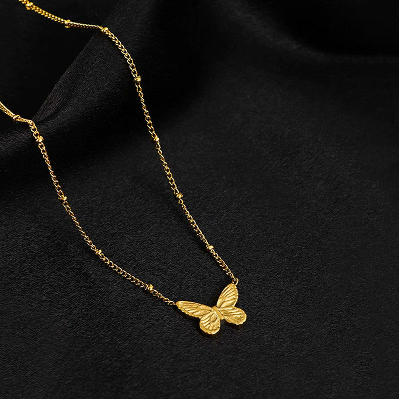 Gold Plated Anti Tarnish Stainless Steel Butterfly Themed Pendant