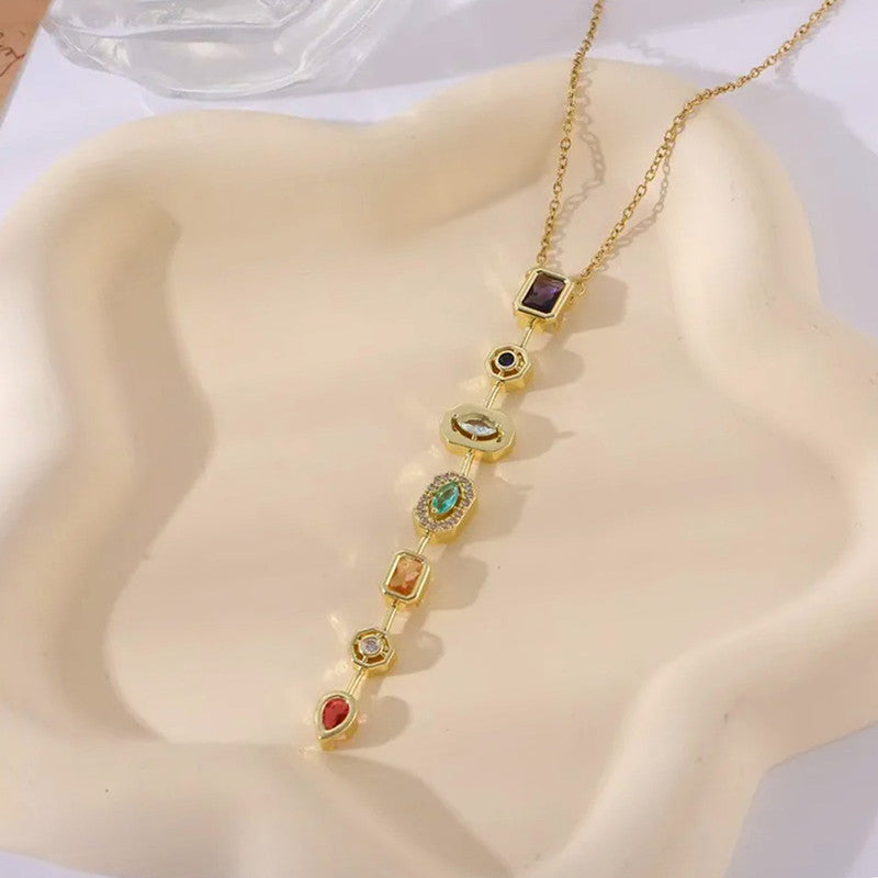 Gold-Plated Anti Tarnish Spectrum Chunky CZ Pendant