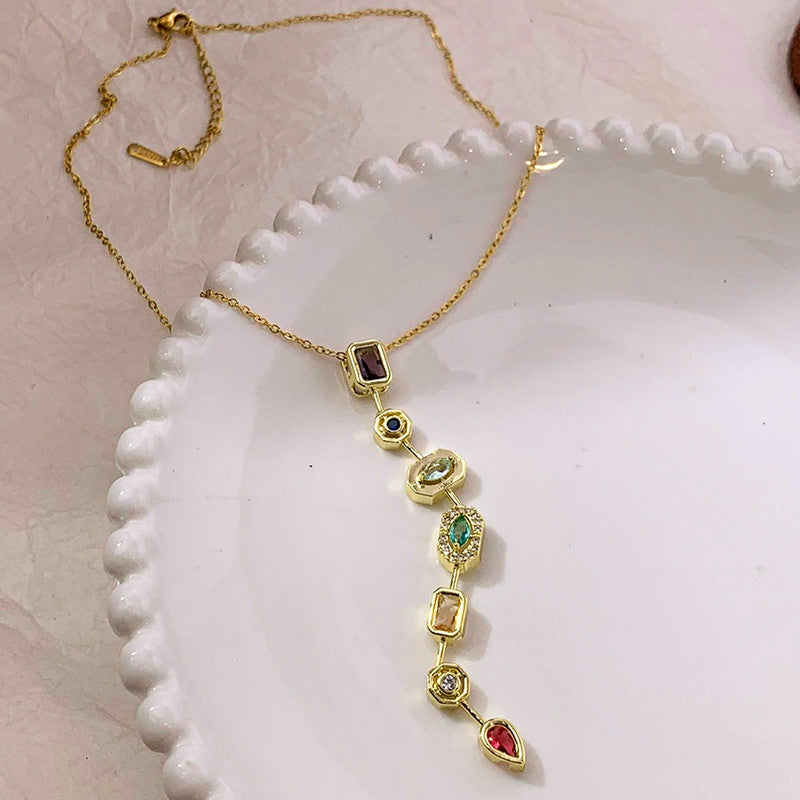 Gold-Plated Anti Tarnish Spectrum Chunky CZ Pendant
