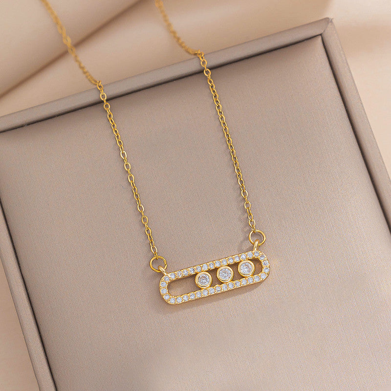 Gold Plated American Diamond Studded Geometric Pendant