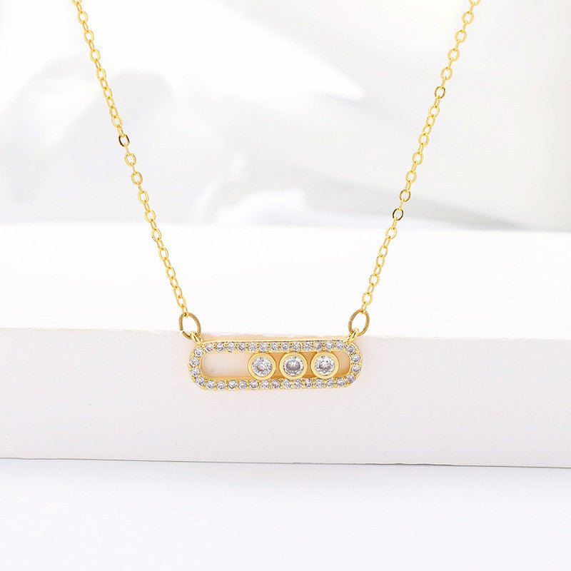 Gold Plated American Diamond Studded Geometric Pendant