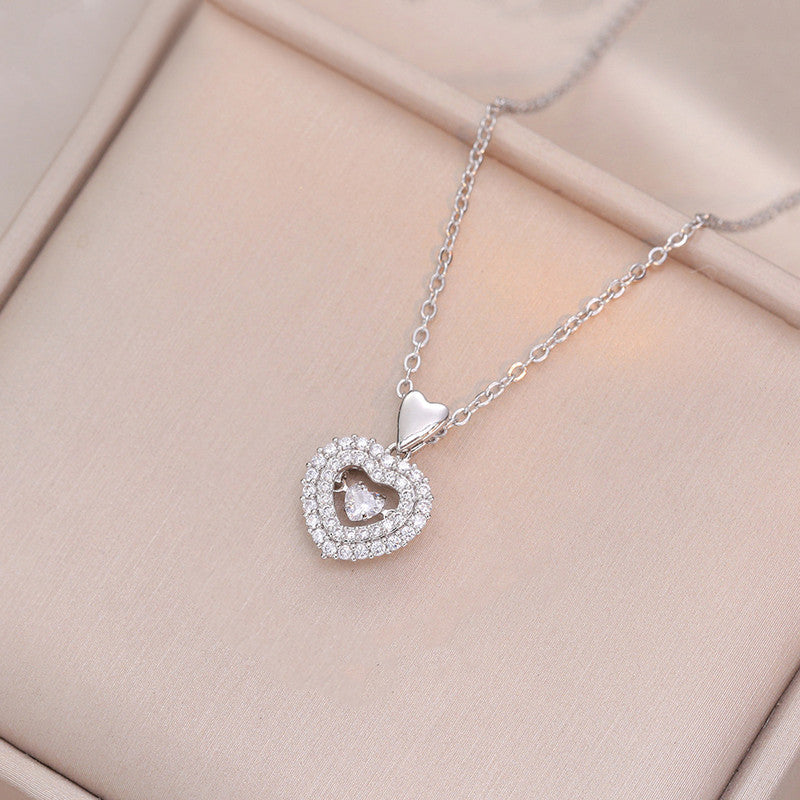 Silver Plated Stainless Steel American Diamond Studded Anti Tarnish Heart Themed Pendant