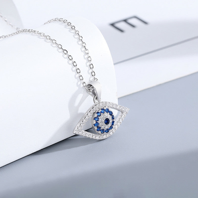 Silver Plated Stainless Steel American Diamond Studded Anti Tarnish Evil Eye Themed Pendant