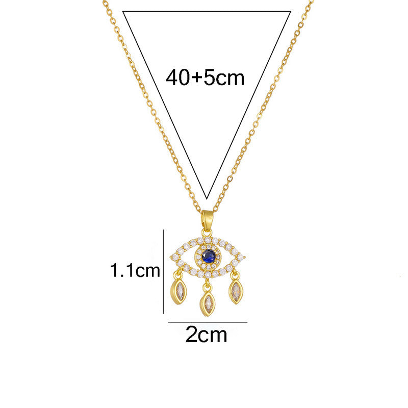 Gold Plated Stainless Steel American Diamond Studded Evil Eye Themed Pendant