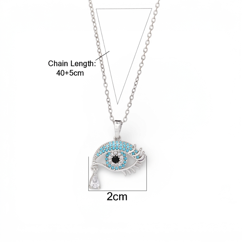 Silver Plated Stainless Steel American Diamond Studded Anti Tarnish Evil Eye Themed Pendant