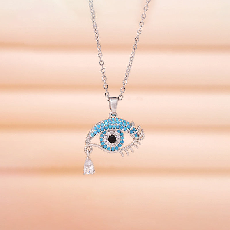 Silver Plated Stainless Steel American Diamond Studded Anti Tarnish Evil Eye Themed Pendant
