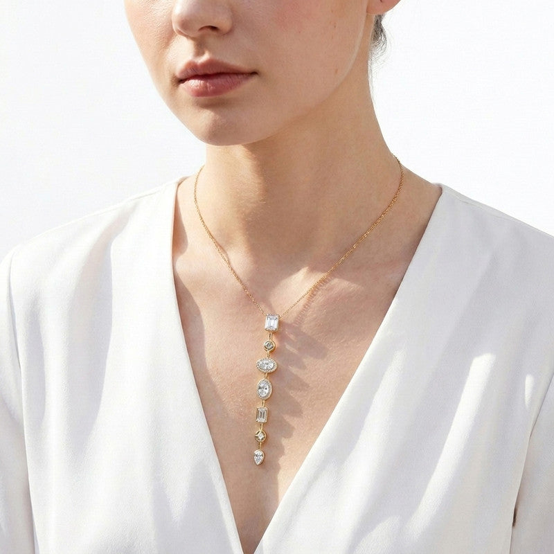 Gold-Plated Anti Tarnish White Spectrum Chunky CZ Pendant