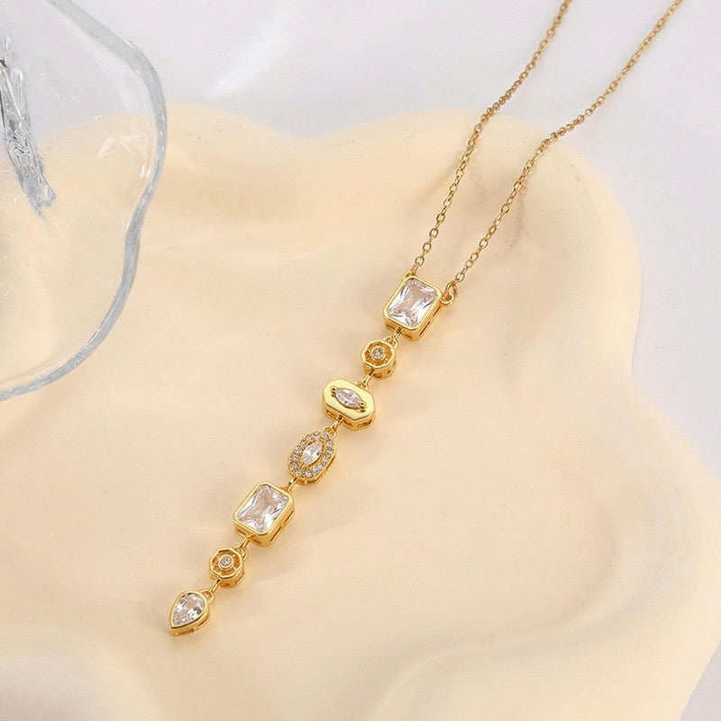 Gold-Plated Anti Tarnish White Spectrum Chunky CZ Pendant