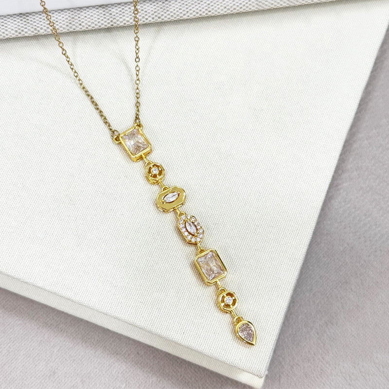 Gold-Plated Anti Tarnish White Spectrum Chunky CZ Pendant