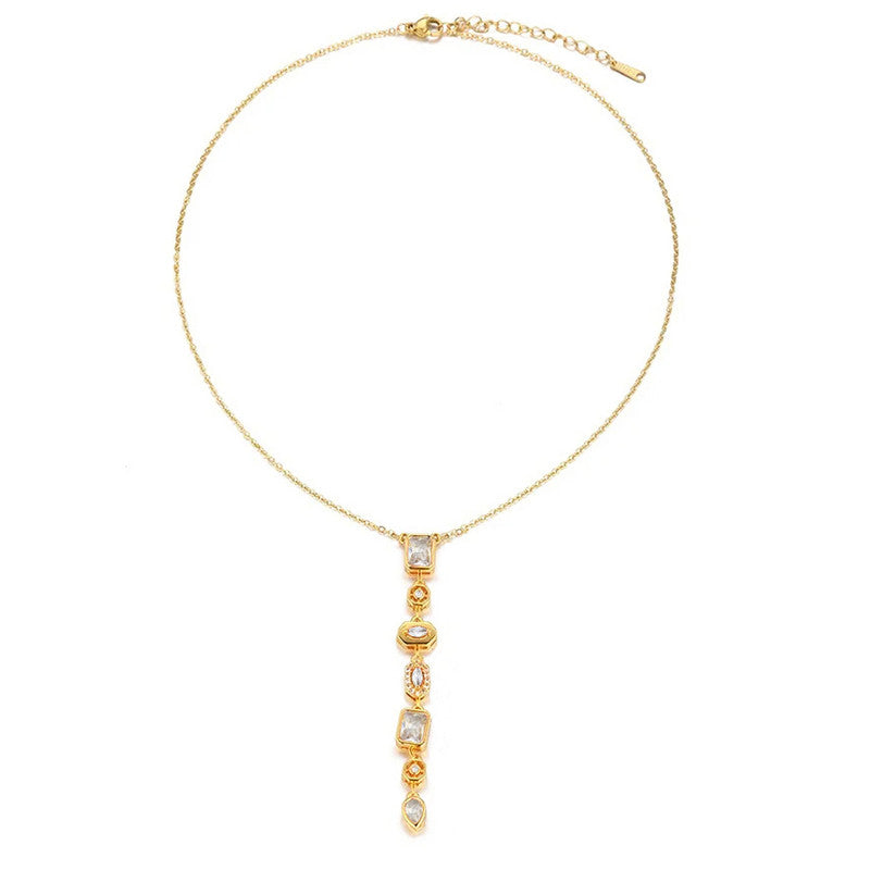 Gold-Plated Anti Tarnish White Spectrum Chunky CZ Pendant