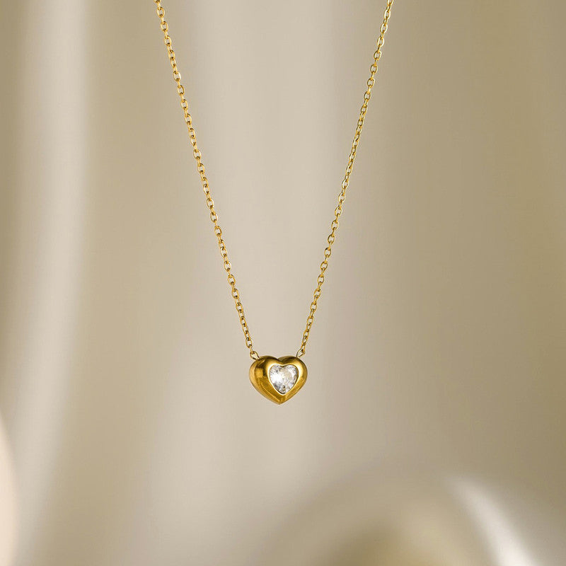Gold Plated Anti Tarnish White Heart Themed Contemporary Pendant