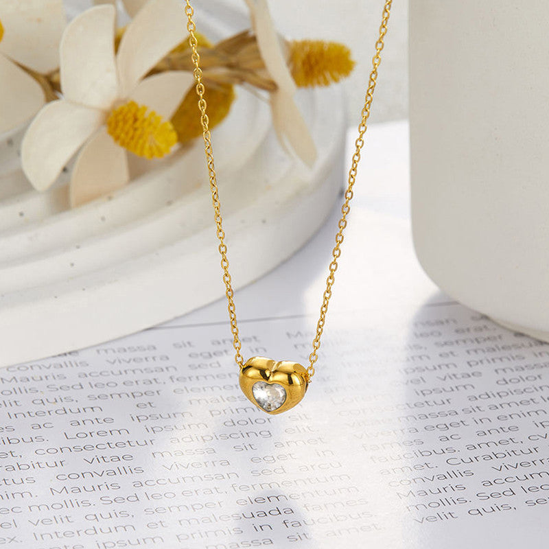 Gold Plated Anti Tarnish White Heart Themed Contemporary Pendant